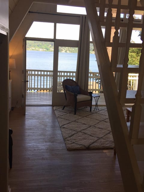 View as you walk in the front door. Note both stair cases are open backed.