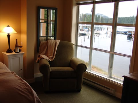A reading chair with a view in the master bedroom.