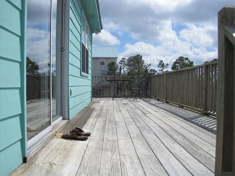 Sitting area off back deck overlooking wetlands. 