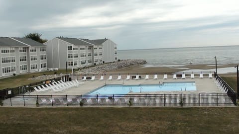 Plenty of chairs for the pool and beach area.