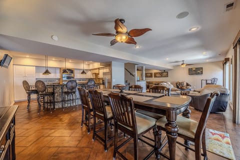 This open-concept dining and kitchen area is ideal for entertaining guests.