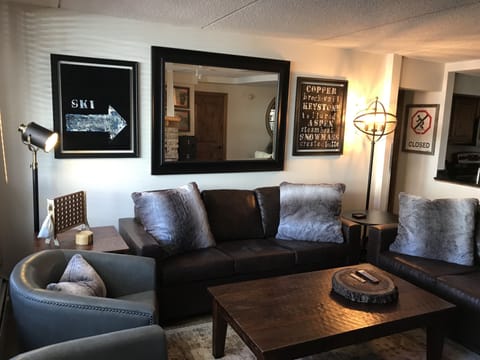 Family Room-  pullout sofa bed, 2 swivel chairs, and a loveseat