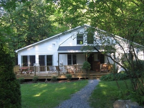 View of the front of the house from our private road.  We have a spacious deck.