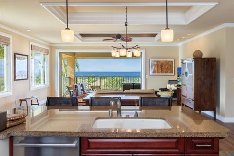 Fabulous  ocean views from kitchen, dining, and great room and out to the lanai.