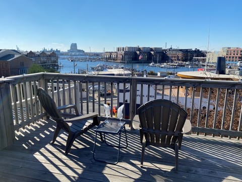 Beautiful water and city views from rooftop deck.