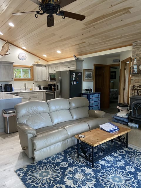 Reclining leather couch