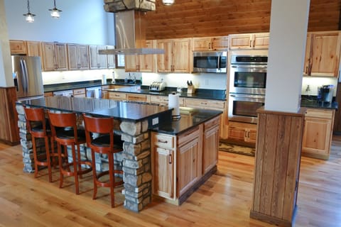 Huge beautiful main kitchen with two ovens, gas cooktop and two dishwashers