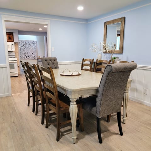 The formal dining room seats 8.