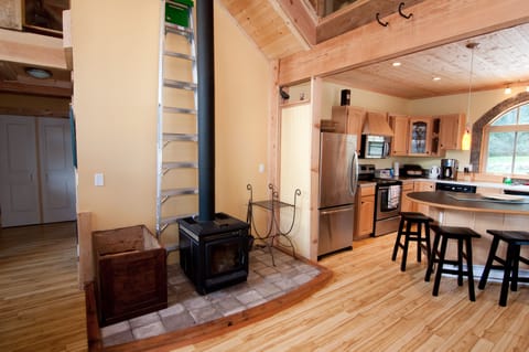 Wood Burning Stove off Kitchen