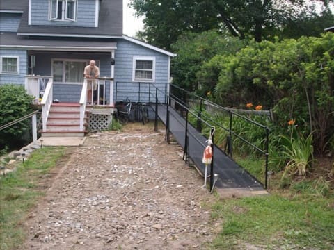 The driveway is on our NE corner, off a dead-end road. There's room for 2 cars.