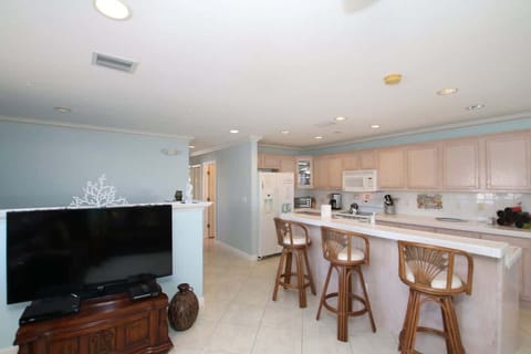 Kitchen island and TV