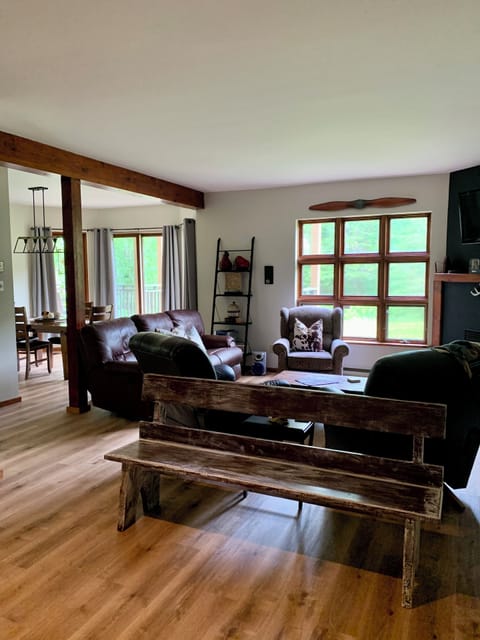 Open concept living and dining area