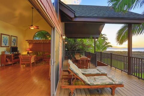 View of the deck and living room