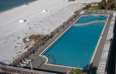 View of the Pool from Our Balcony