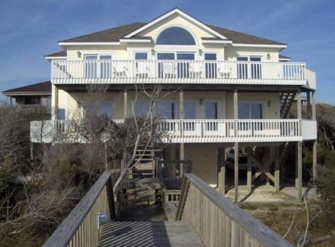 Beachfront view of house, 50 feet out to beach from door