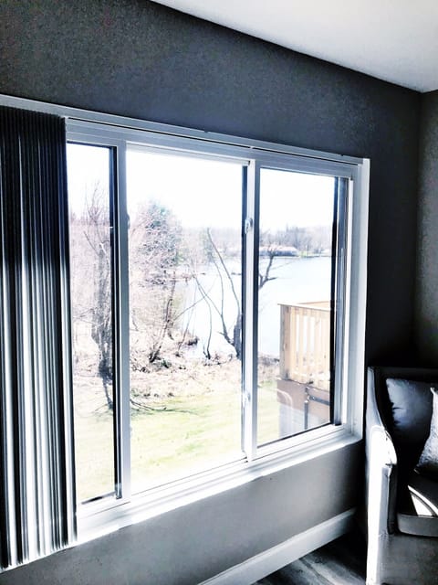 View of lake from master bed.