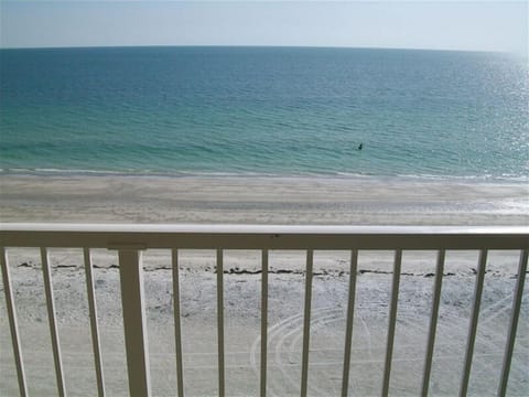 LOOKING OUT OVER BALCONY
