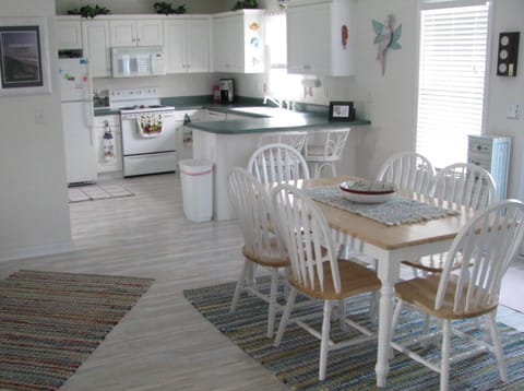 Dining table and kitchen