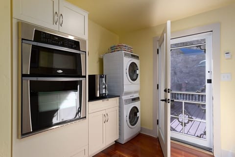 A washer and dryer make the house ideal for long term stays.