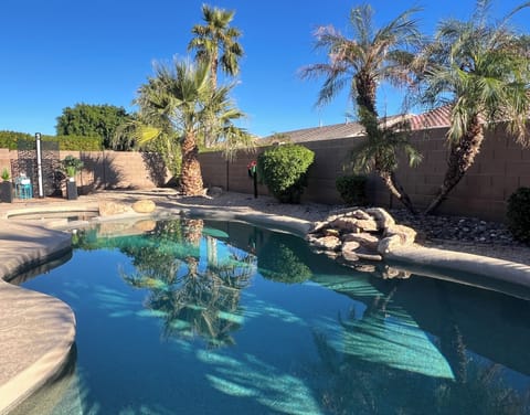 Private heated pool, with outdoor shower