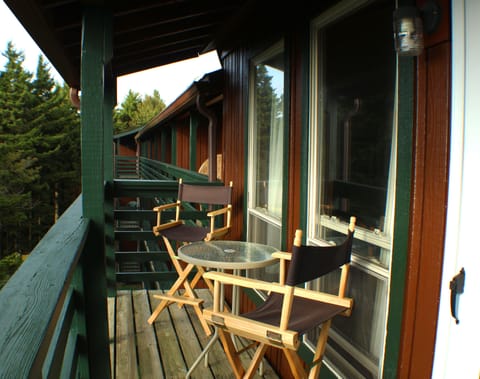 Back deck with tremendous western views of the mountains.