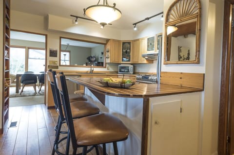 Kitchen island bar seating.