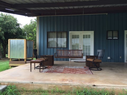 Patio with outdoor Shower Under the Stars