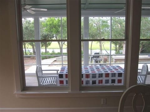 View From Dining Table through Screen Porch (Note Gas Grill & Walkway To Creek) 