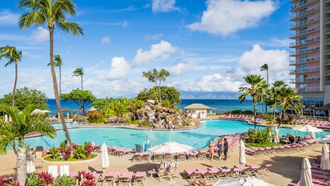 Ariel view of the resorts pool