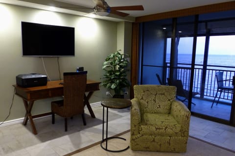 Living Room area desk w/printer, TV for the area