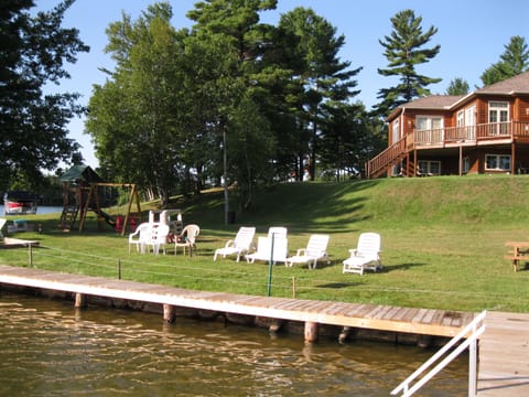 Swimming area with raft