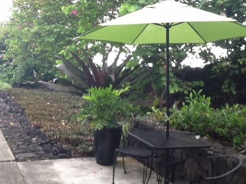 Outdoor seating area with views of the ocean.....