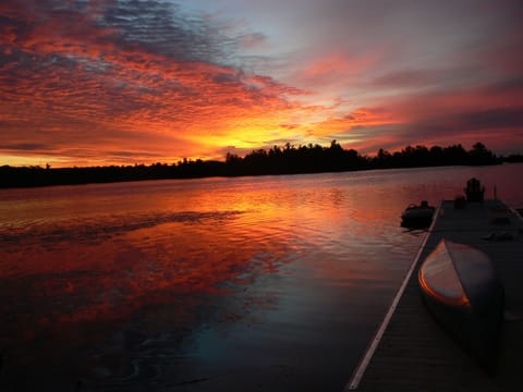 sunrise from main dock on Grape Island