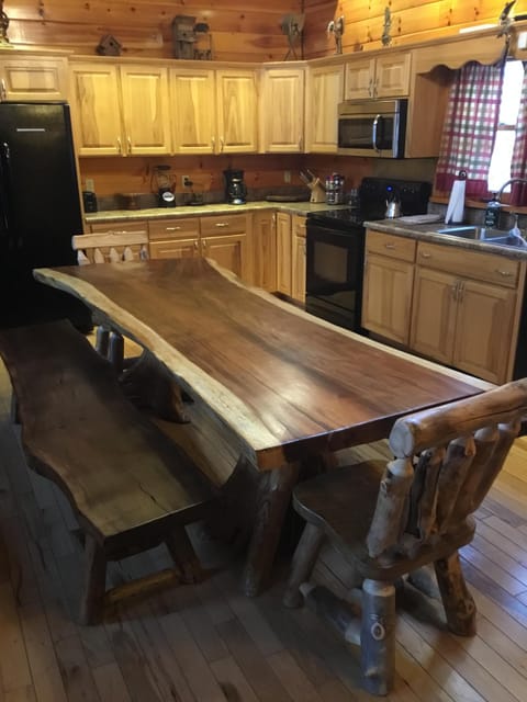 Customer slab table and benches.