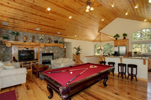 Great Room also features a standard size pool table for endless games.