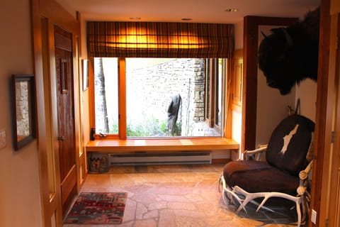 Front hall with buffalo head