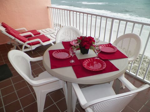 Fabulous view!  Enjoy your morning coffee or dinner to the sound of the waves!