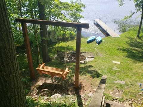 The swing over looks the lake.