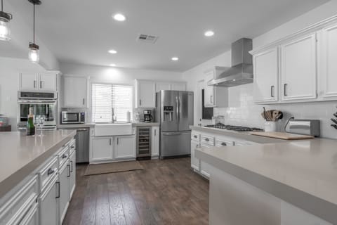 Brand new stainless steel appliances in kitchen