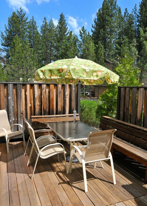Enjoy dining outside on this sunny deck
