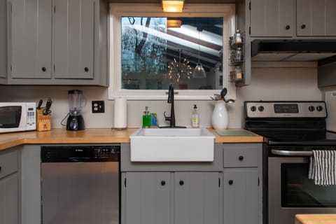 Kitchen stocked with plenty of cooking supplies