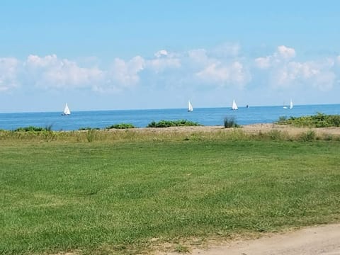 The view from the sun porch and front yard