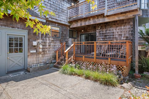 Backyard is perfect spot to barbeque or sit in the sunshine.