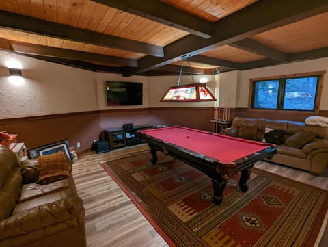 Games room (sonos, surround sound, ROKU, gaming consoles, pool, card table)