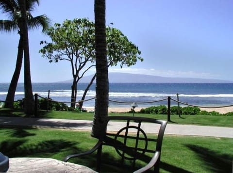 View of the island of Lanai from the Beachwalk Cafe at the Maui Ocean Club