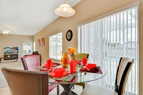 Open design - Family room and breakfast area with view of the private pool