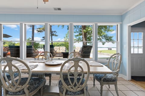 Gorgeous view of the lake from the dining area.