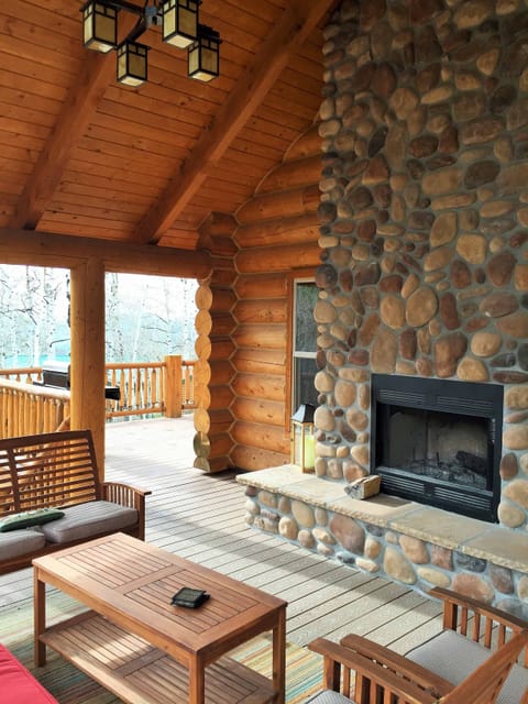 Rear Covered Patio and Fireplace