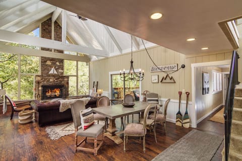 Cozy great room with floor to ceiling fireplace!