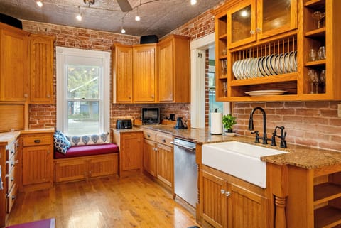 Wonderful window seat and historic charm in the kitchen